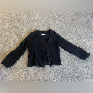 Madewell Women’s Bubble Sleeve Cardigan Top Black Small